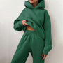 Damen Jogginganzug | 2-teilig | Oversized | Kapuze | Einfarbig | Elastisch-Grün-Luzern Mode