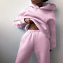 Damen Jogginganzug | 2-teilig | Oversized | Kapuze | Einfarbig | Elastisch-Rosa-Luzern Mode