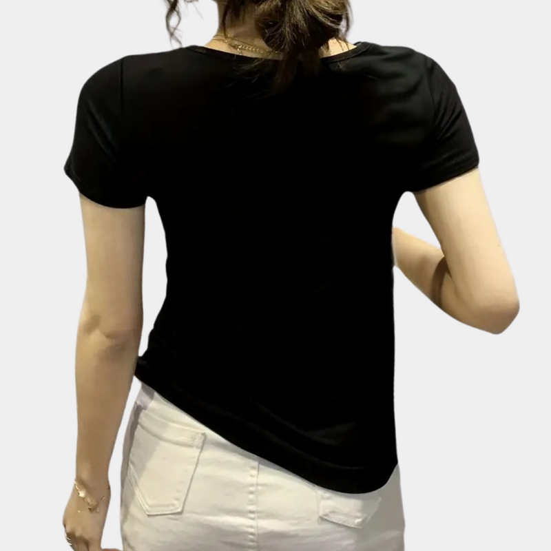 Damen T-Shirt aus Baumwolle mit Rundhalsausschnitt Casual-Luzern Mode