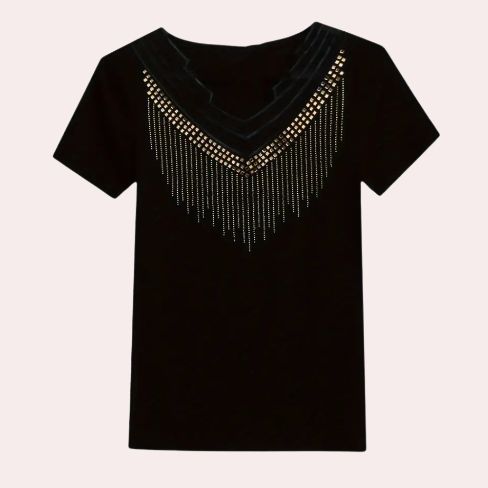 Damen T-Shirt aus Baumwolle mit Rundhalsausschnitt Casual-Luzern Mode