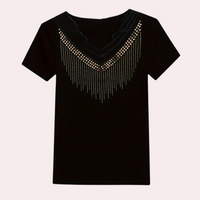 Damen T-Shirt aus Baumwolle mit Rundhalsausschnitt Casual-Luzern Mode