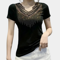 Damen T-Shirt aus Baumwolle mit Rundhalsausschnitt Casual-Luzern Mode
