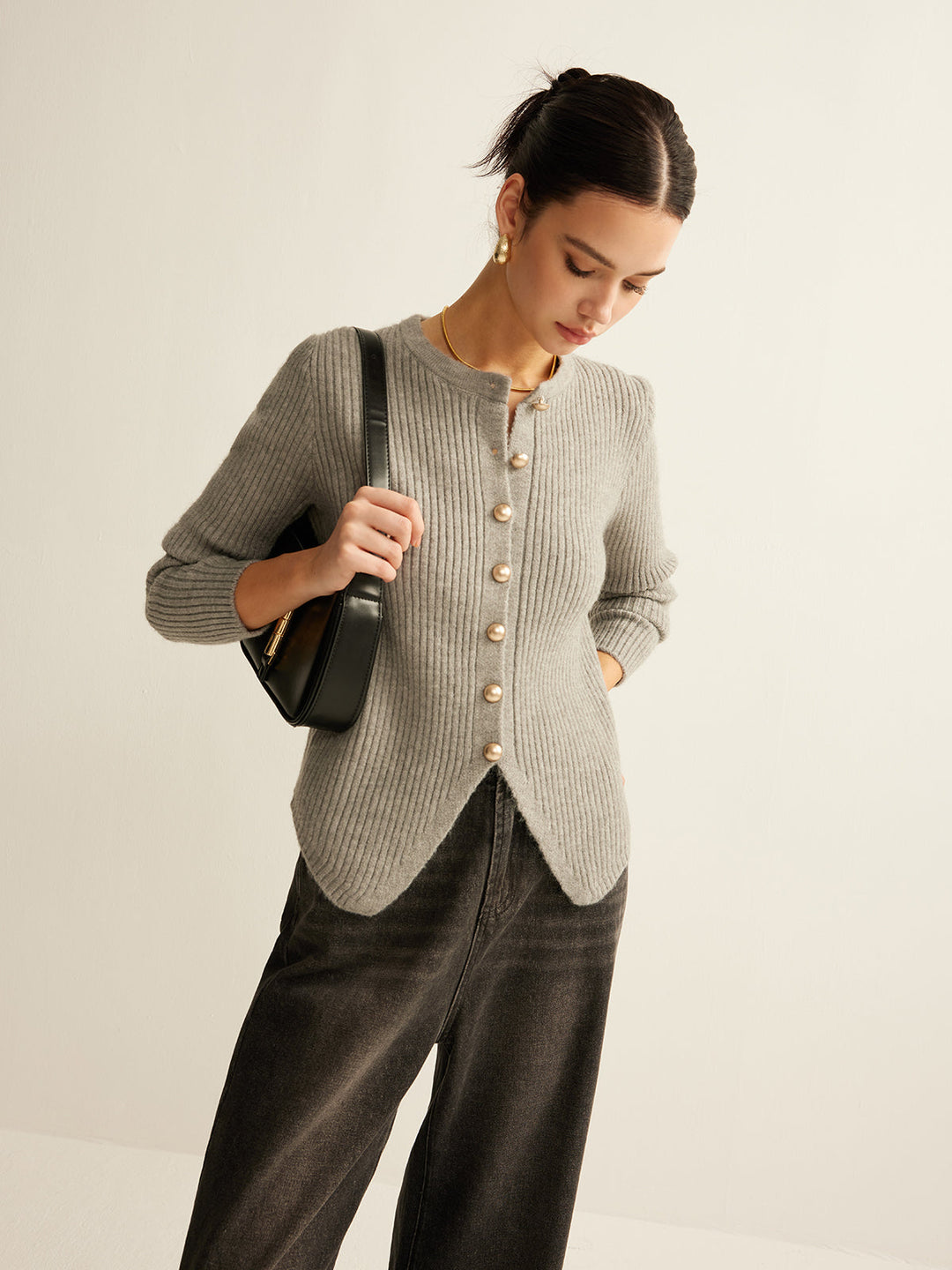 Damen Strickjacke mit Knöpfen - Eleganter Cardigan Look-Luzern Mode