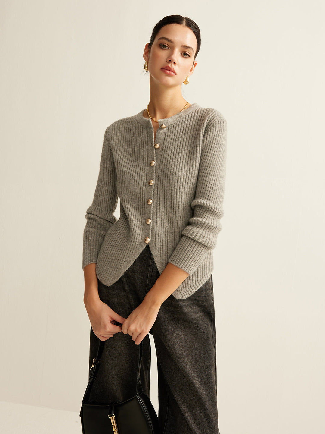 Damen Strickjacke mit Knöpfen - Eleganter Cardigan Look-Luzern Mode