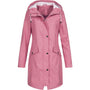 Wasserdichter Damen Regenmantel mit Kapuze und Taschen-Rosa-XS-Luzern Mode
