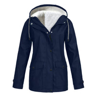 Damen Wasserdichte Jacke mit Kapuze für Outdoor-Aktivitäten-Blau-S-Luzern Mode