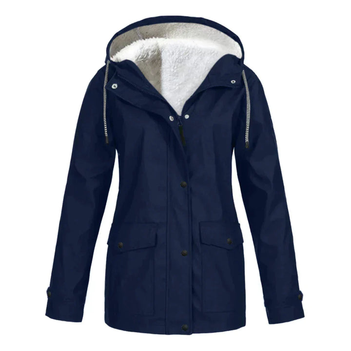 Damen Wasserdichte Jacke mit Kapuze für Outdoor-Aktivitäten-Blau-S-Luzern Mode