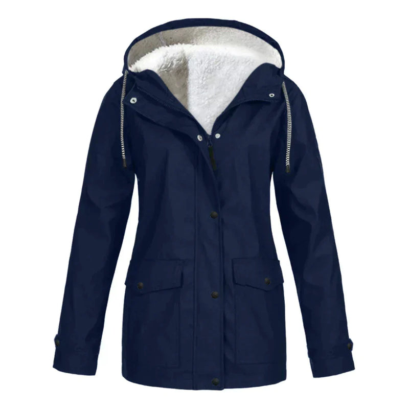 Damen Wasserdichte Jacke mit Kapuze für Outdoor-Aktivitäten-Blau-S-Luzern Mode
