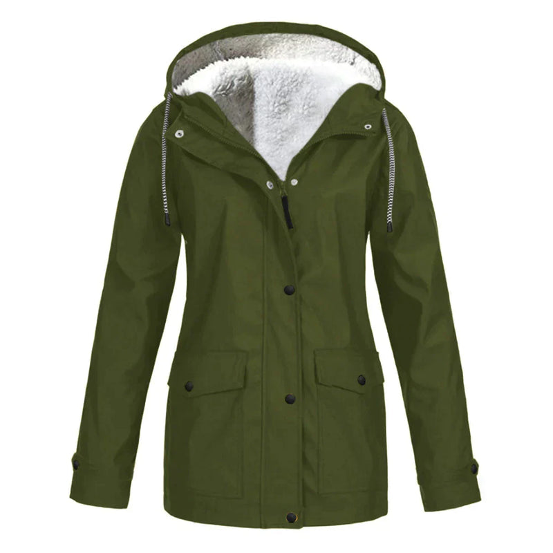 Damen Wasserdichte Jacke mit Kapuze für Outdoor-Aktivitäten-Grün-S-Luzern Mode