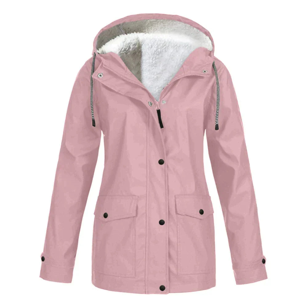 Damen Wasserdichte Jacke mit Kapuze für Outdoor-Aktivitäten-Rosa-S-Luzern Mode