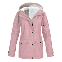 Damen Wasserdichte Jacke mit Kapuze für Outdoor-Aktivitäten-Rosa-S-Luzern Mode