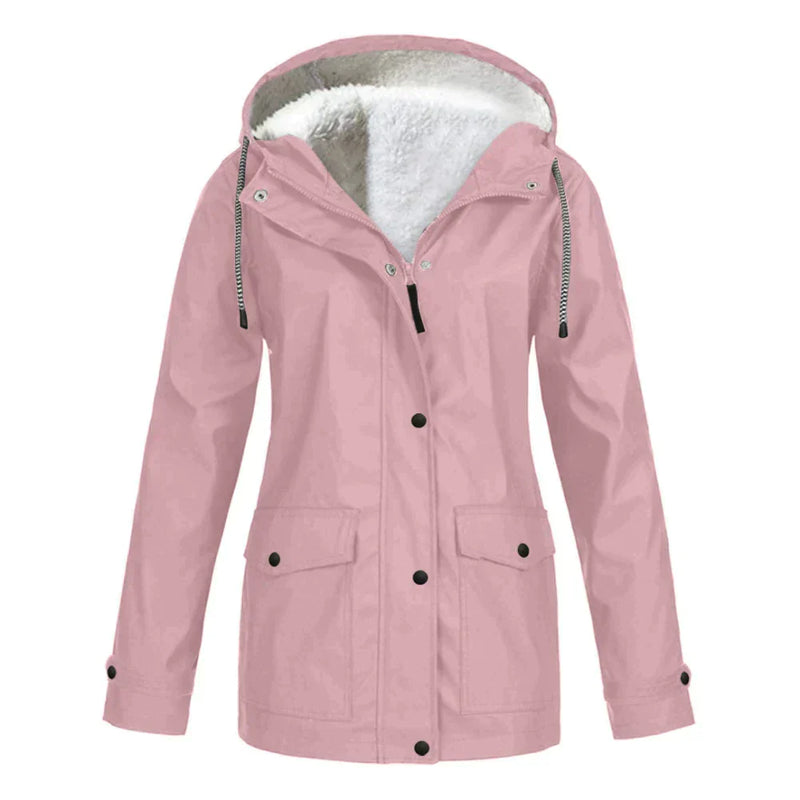 Damen Wasserdichte Jacke mit Kapuze für Outdoor-Aktivitäten-Rosa-S-Luzern Mode
