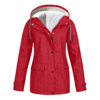 Damen Wasserdichte Jacke mit Kapuze für Outdoor-Aktivitäten-Rot-S-Luzern Mode