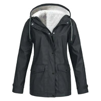 Damen Wasserdichte Jacke mit Kapuze für Outdoor-Aktivitäten-Schwarz-S-Luzern Mode