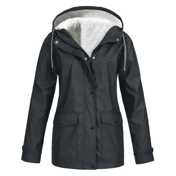Damen Wasserdichte Jacke mit Kapuze für Outdoor-Aktivitäten-Schwarz-S-Luzern Mode