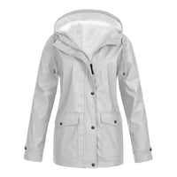 Damen Wasserdichte Jacke mit Kapuze für Outdoor-Aktivitäten-Silber-S-Luzern Mode