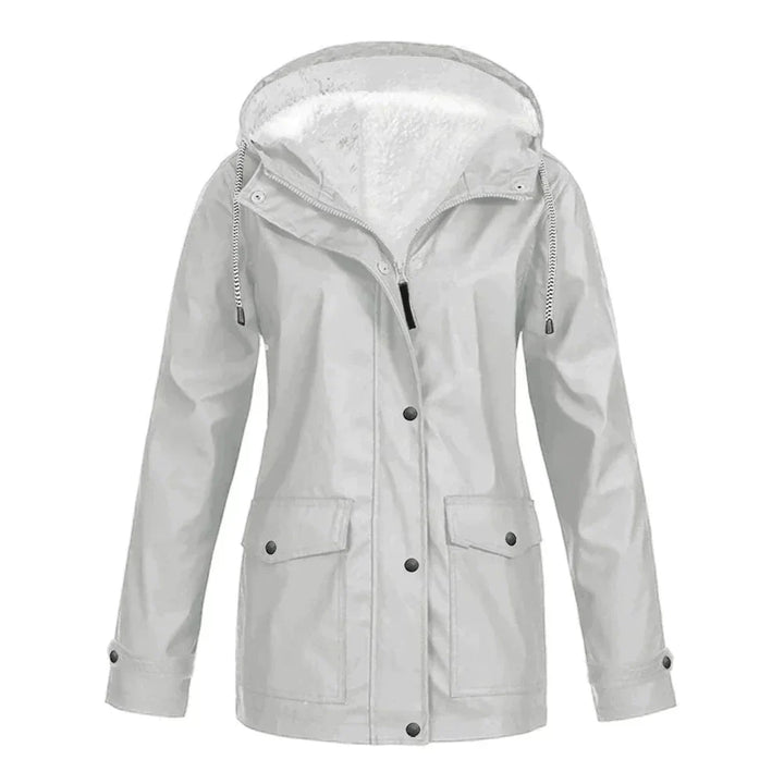 Damen Wasserdichte Jacke mit Kapuze für Outdoor-Aktivitäten-Silber-S-Luzern Mode