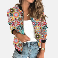 Damen Bomberjacke | Mit Print | Retro | Reißverschluss | Regular Fit-B-XS-Luzern Mode