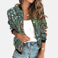 Damen Bomberjacke | Mit Print | Retro | Reißverschluss | Regular Fit-C-XS-Luzern Mode
