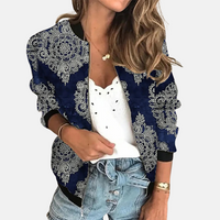 Damen Bomberjacke | Mit Print | Retro | Reißverschluss | Regular Fit-E-XS-Luzern Mode