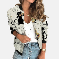 Damen Bomberjacke | Mit Print | Retro | Reißverschluss | Regular Fit-F-XS-Luzern Mode