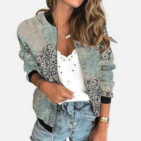 Damen Bomberjacke | Mit Print | Retro | Reißverschluss | Regular Fit-G-XS-Luzern Mode