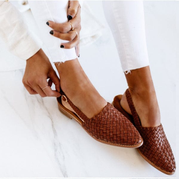 Geflochtene Damen-Slingback-Schuhe für Sommermode-Braun-35-Luzern Mode