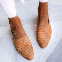Geflochtene Damen-Slingback-Schuhe für Sommermode-Hellbraun-35-Luzern Mode