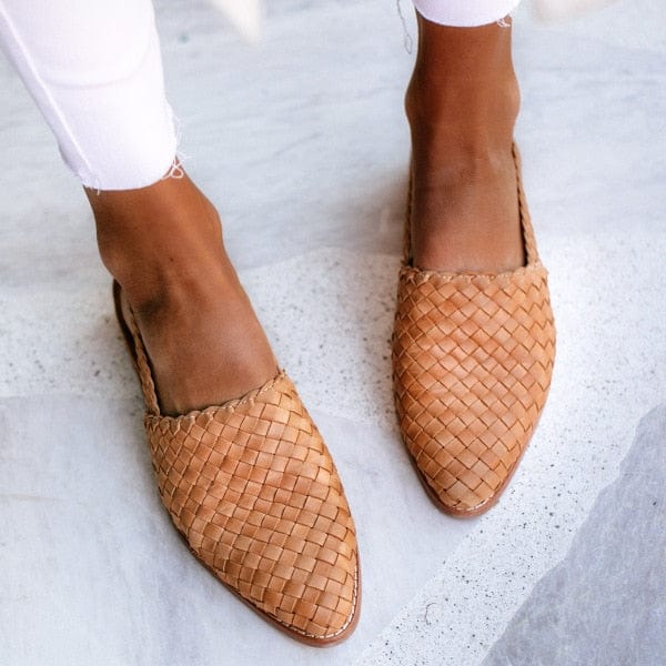 Geflochtene Damen-Slingback-Schuhe für Sommermode-Hellbraun-35-Luzern Mode
