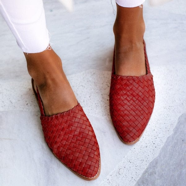 Geflochtene Damen-Slingback-Schuhe für Sommermode-Rot-35-Luzern Mode