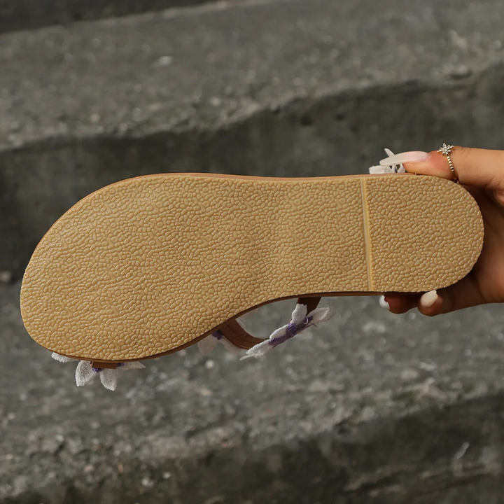 Blumensandalen Damen – Bequeme Sommerschuhe mit Blumenmuster-Luzern Mode