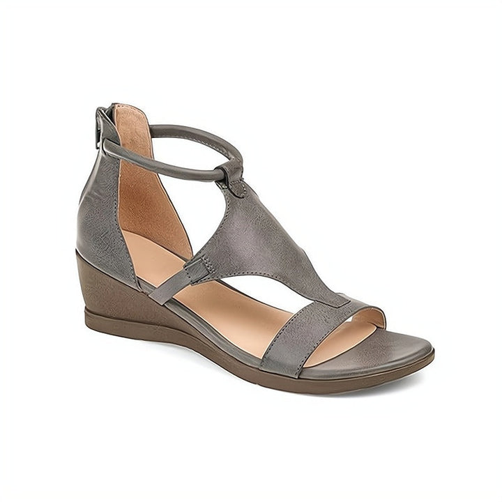 Bequeme Damen Keilsandalen mit Knöchelriemen und Absatz-Luzern Mode