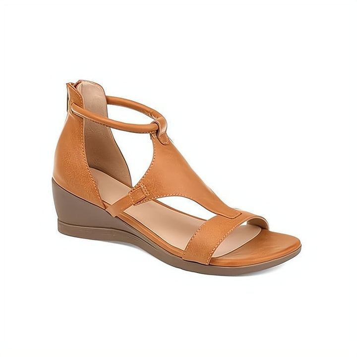 Bequeme Damen Keilsandalen mit Knöchelriemen und Absatz-Luzern Mode