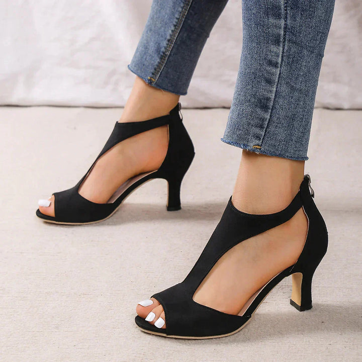 Elegante Damensandalen mit Absatz für Sommermode-35-Schwarz-Luzern Mode