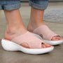 Damen Strick-Sandalen mit Keilabsatz für Sommermode-Rosa-35-Luzern Mode