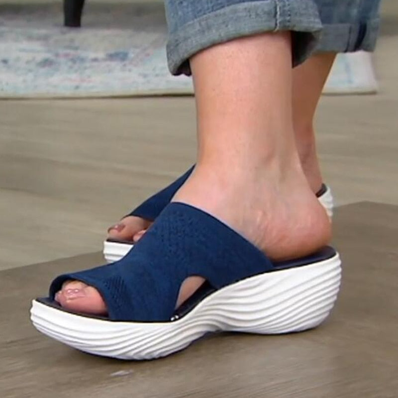 Damen Strick-Sandalen mit Keilabsatz für Sommermode-Luzern Mode