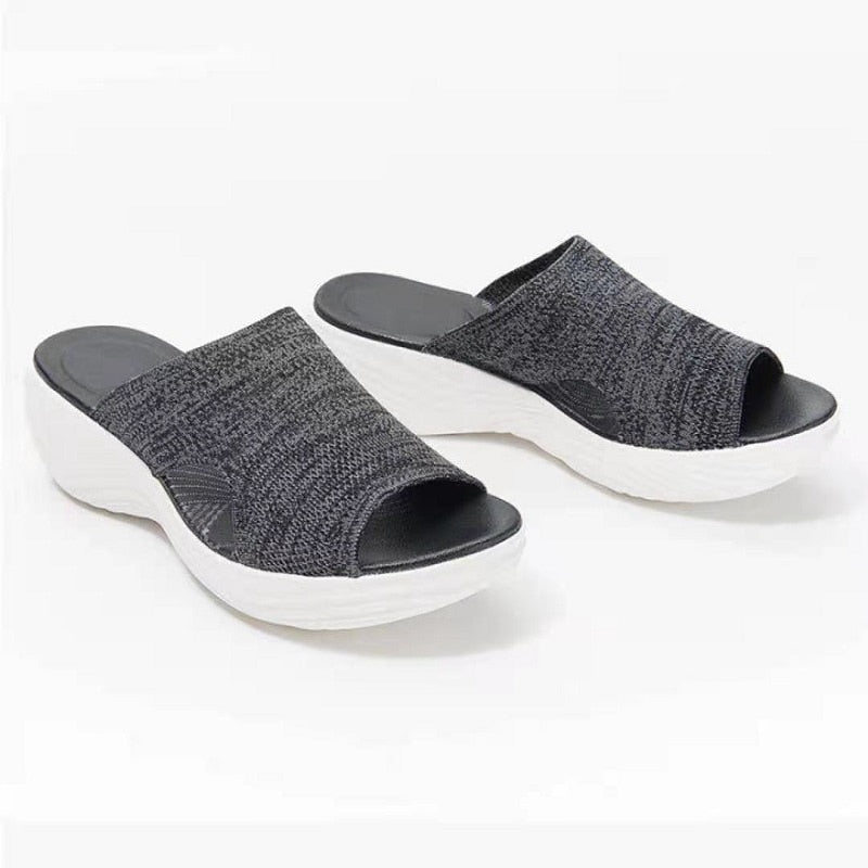 Damen Strick-Sandalen mit Keilabsatz für Sommermode-Luzern Mode
