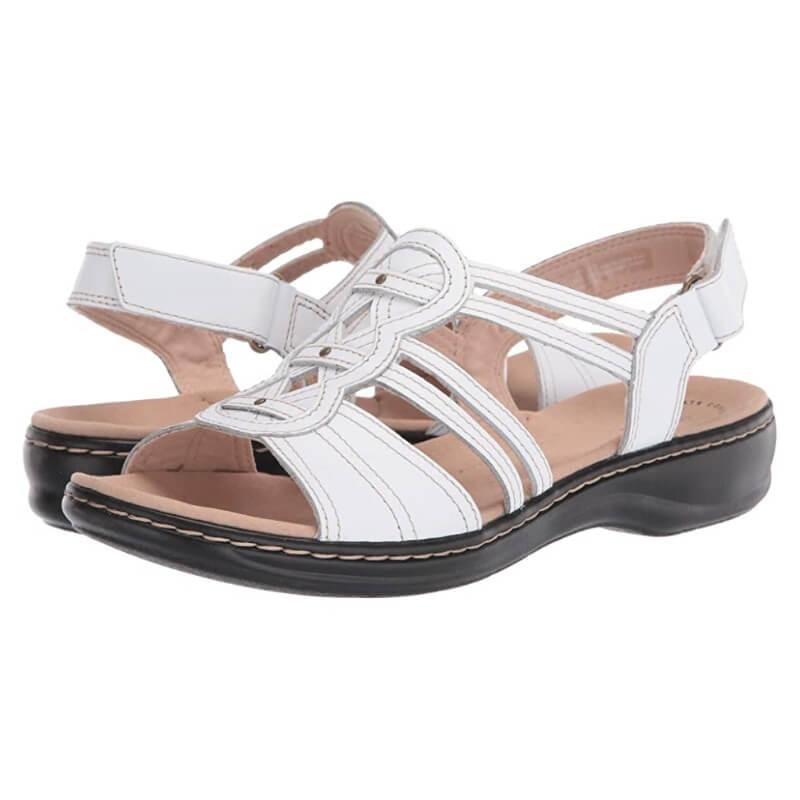 Damen Leder Sandalen mit Komfortsohle für den Sommer-Weiß-35-Luzern Mode