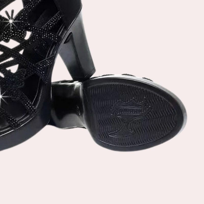 Damen High Heels Sandaletten mit Schmetterling Design-Luzern Mode