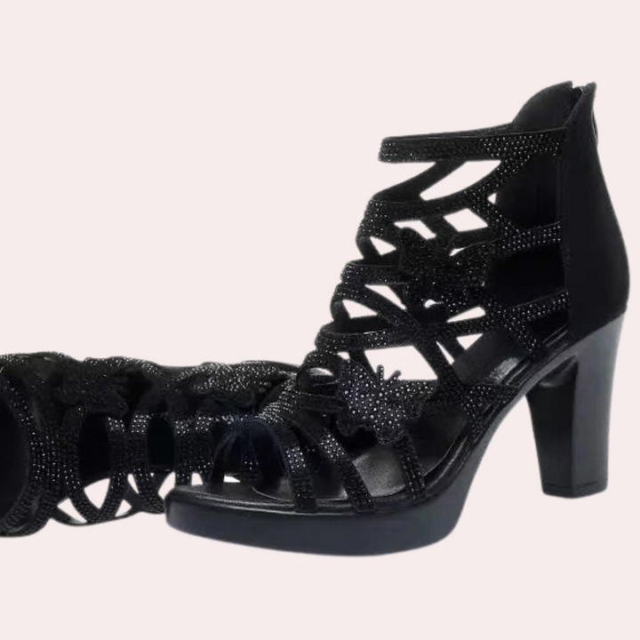 Damen High Heels Sandaletten mit Schmetterling Design-Luzern Mode