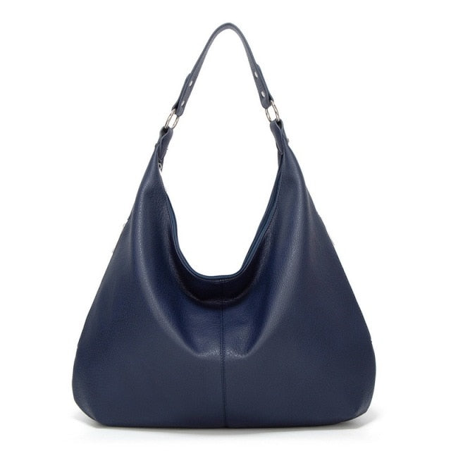Damen Schultertasche Leder Hobo Bag für Alltag und Büro-Blau-Luzern Mode