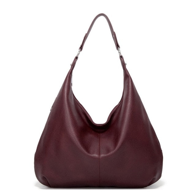 Damen Schultertasche Leder Hobo Bag für Alltag und Büro-Bordeauxrot-Luzern Mode