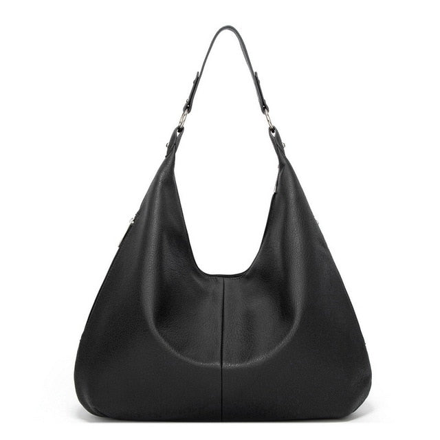 Damen Schultertasche Leder Hobo Bag für Alltag und Büro-Schwarz-Luzern Mode