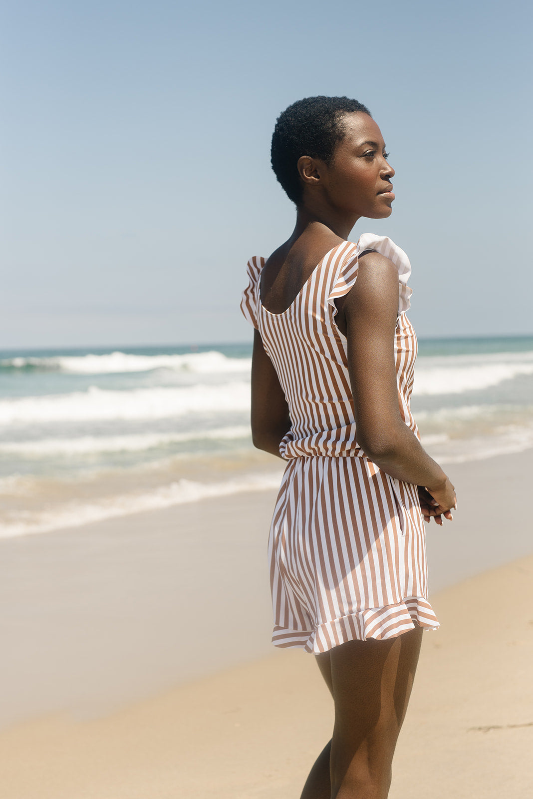 Schwimm-Overall Damen | Integrierter BH | Figurformend | Strand | Badeanzug-Zimt-XS-Luzern Mode