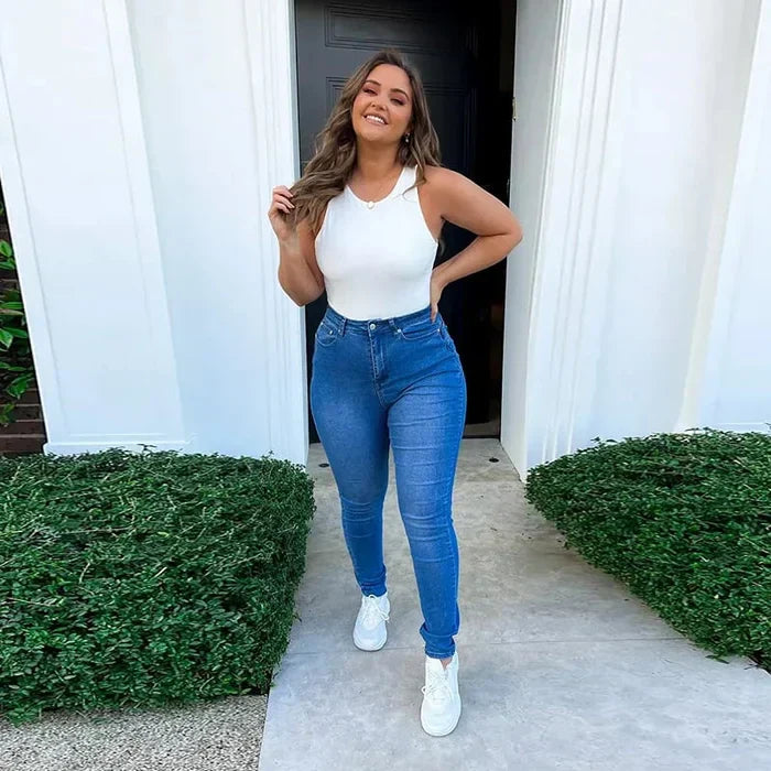 Damen High-Waist Jeans mit Stretch für bequemen Sitz-Luzern Mode