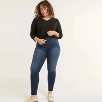 Damen High-Waist Jeans mit Stretch für bequemen Sitz-Blau-S-Luzern Mode
