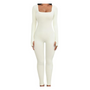 Damen Shapewear Jumpsuit mit langen Ärmeln für Alltag-Beige-S-Luzern Mode