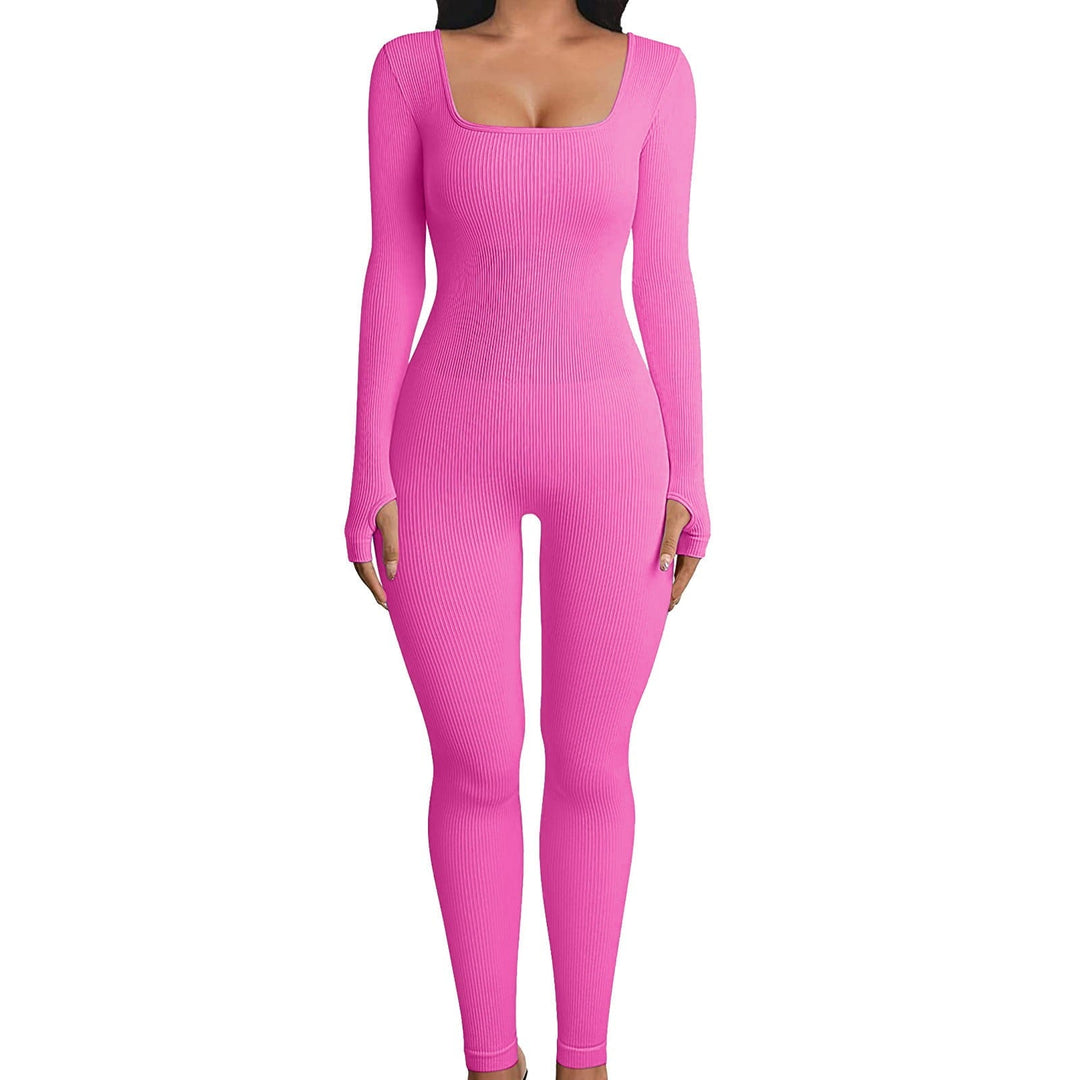 Damen Shapewear Jumpsuit mit langen Ärmeln für Alltag-Rosa-S-Luzern Mode