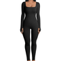 Damen Shapewear Jumpsuit mit langen Ärmeln für Alltag-Schwarz-S-Luzern Mode