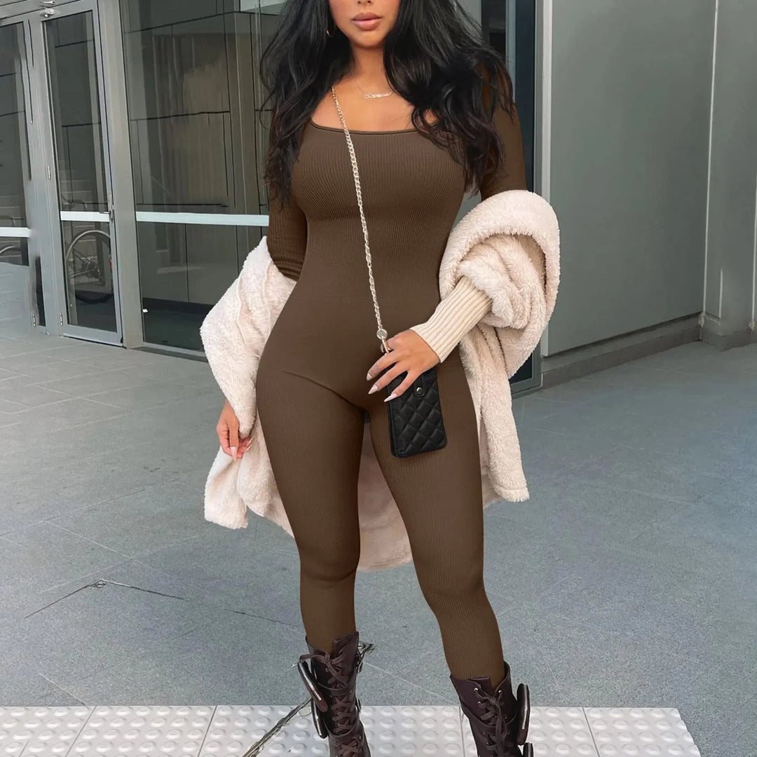 Damen Shapewear Jumpsuit mit langen Ärmeln für Alltag-Luzern Mode